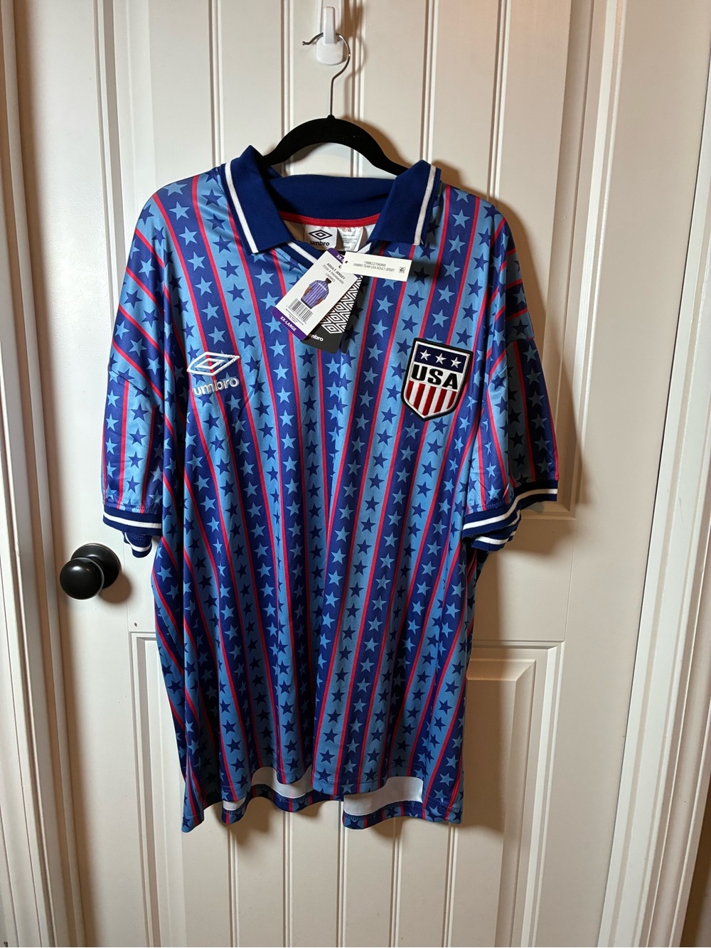 Umbro USA Blue Red Star Stripe Soccer Jersey